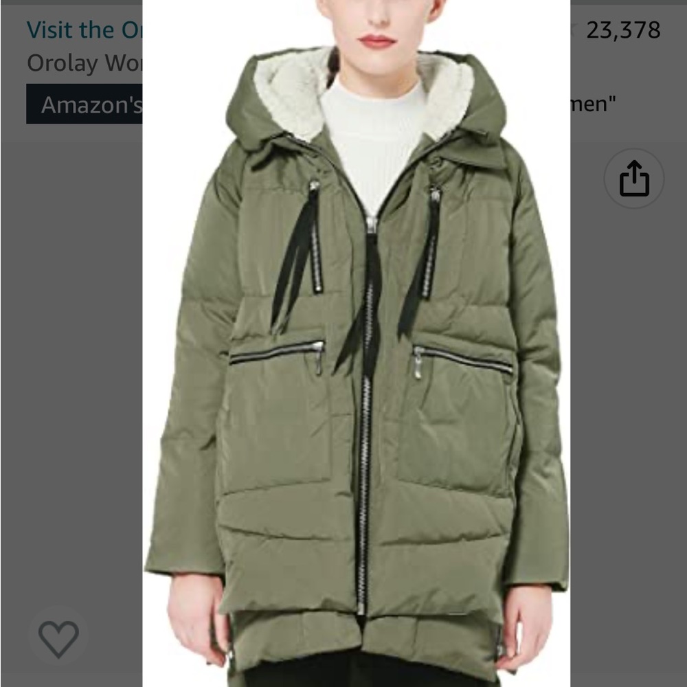 Orolay women’s thickened down jacket. Worn one time, in excellent condition.